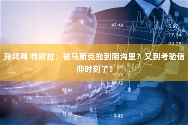 升鸿网 特斯拉：被马斯克拖到阴沟里？又到考验信仰时刻了！